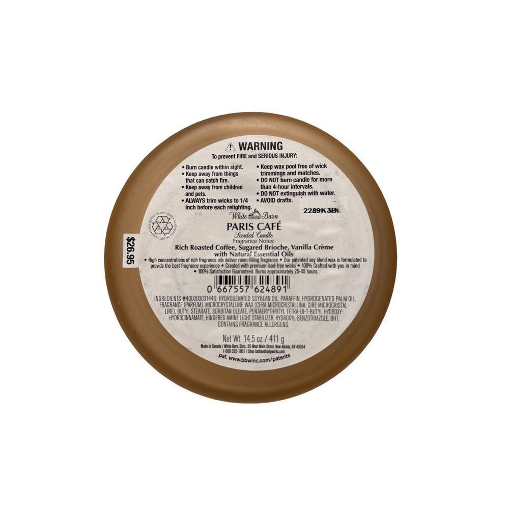 Bath & Body Works White Barn Paris Café 3-Wick Candle 14.5oz Coffee - Picture 5 of 6